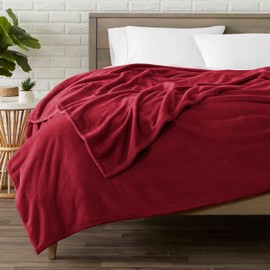 Hafaa Fleece Blanket and Throws 400 GSM Fluffy Sofa Throw Blanket - Extra Soft Cozy Blankets for Bed Versatile Warm Throws for Sofas and Couch Throw/Single, Burgundy, 130x150cm