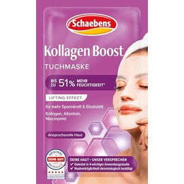 Schaebens Collagen Boost Cloth Mask, Anti-Age Effect with Collagen, Allantoin and Niacinamide for Demanding Skin