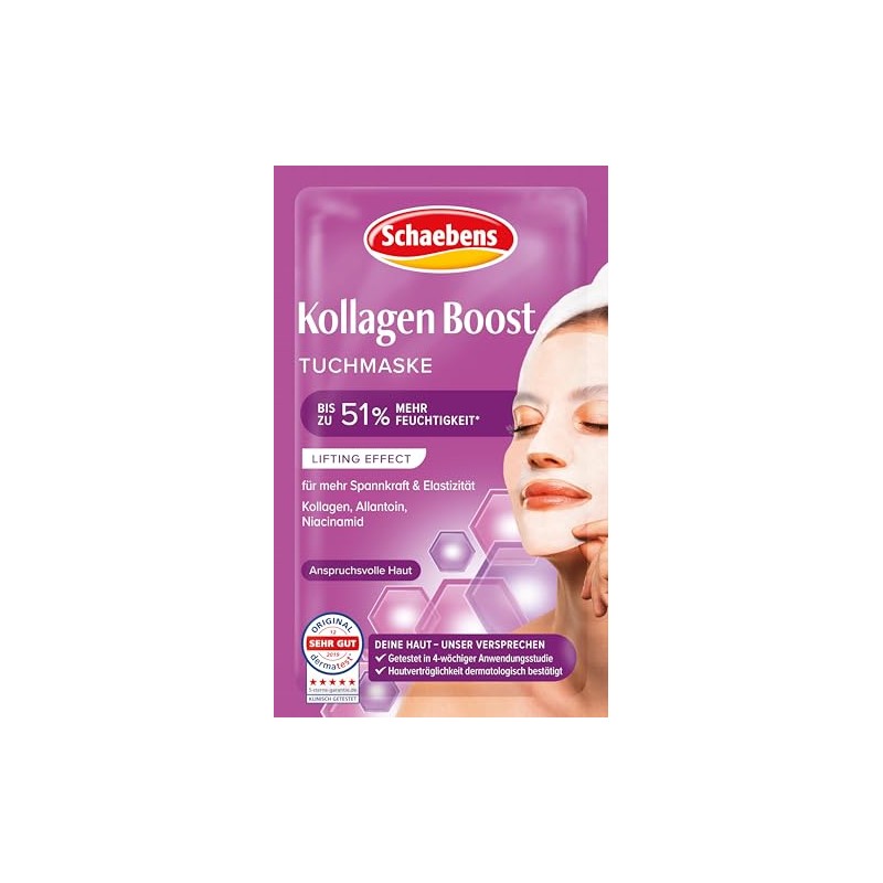 Schaebens Collagen Boost Cloth Mask, Anti-Age Effect with Collagen, Allantoin