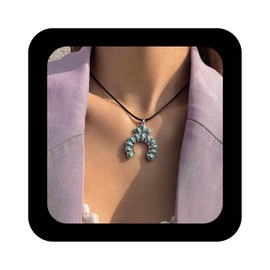 Enautoabs Bohemia Türkis Leder Halsband Halskette Große Türkis Blume Halskette Schwarz Leder Seil Halskette Blau Türkis Kragen Halskette Schmuck Für Frauen