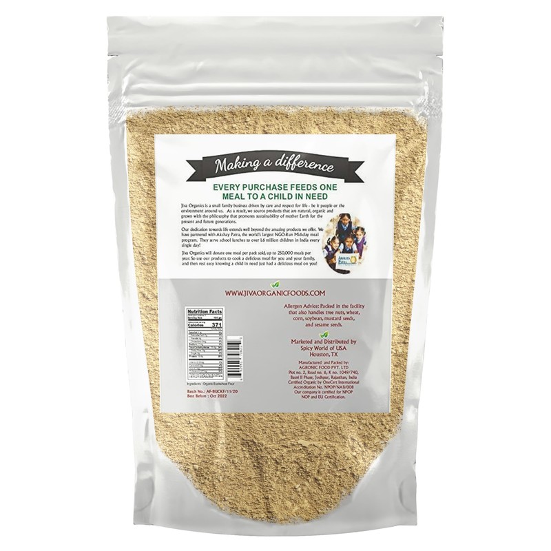Jiva Organics Buckwheat Flour (Dark) 2 LB Bag - Vegan,