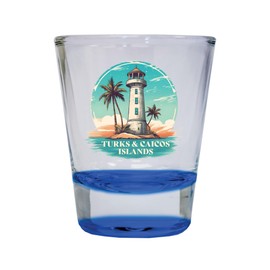 Turks And Caicos Design A Souvenir 1.5 Ounce Shot Glass Round Blue Single