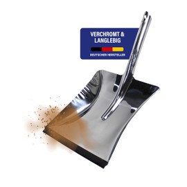 Karl Dahm Dustpan, chrome-plated, metal dustpan with rubber lip, durable and robust dustpan without hand brush - 11115