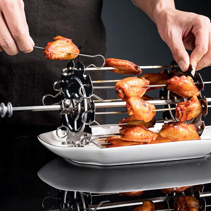 BNYTXV BBQ Steel Metal Roaster Rotisserie Skewers Needle Cage Oven