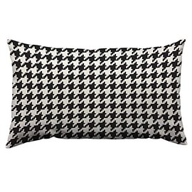 HOSNYE Hounds Tooth Pixel Throw Pillow Cover Black and White Fabric Linen Fabric for Couch Bed Sofa Car Waist Cushion Cover 12 x 20 inch Pillow Case