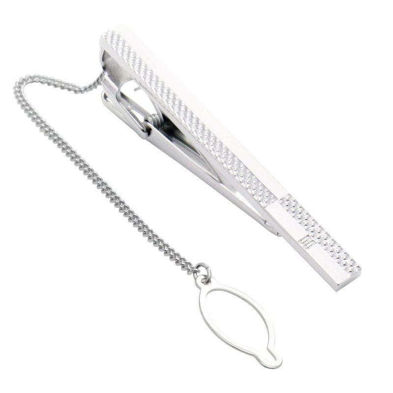 DAKS Ducks Silver Embossed Check Tie Clip se-da032, Brass, No