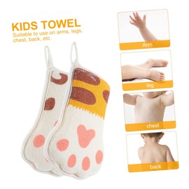 CHILDWEET 2pcs Paw Bath Cotton Cartoon Towel Sponge Natural Sponge for Bathing Shower Mitten Mesh Bath Sponge Exfoliating Mesh Brush Body Cleaning Scrubber Kid Towels Loofah Child Net Brush