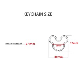 12pcs Creative Key Ring Keychain Mouse Shape Silver Metal Flat Split Key Holder Chains Rings Crafts DIY for Home Car Tag Office Organization Lanyards Keys Attachment Gift