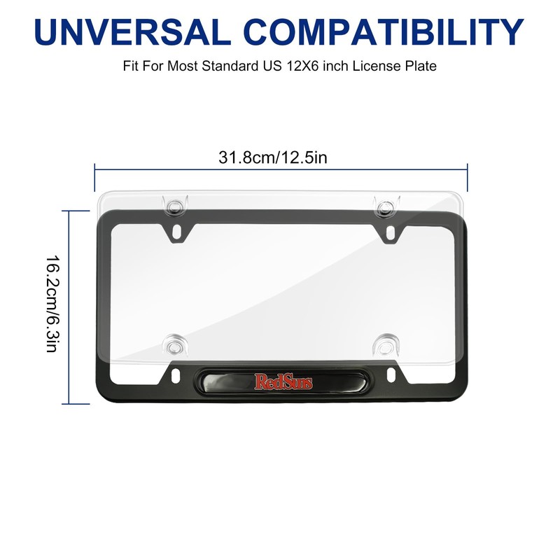 ELECTRONLUMEN Clear License Plate Covers + Aluminum Alloy Frames Combo