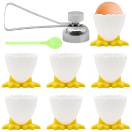Scettar 7 Pcs Egg Cups Set Novelty Easter Egg,Egg Cups Eggcups with Stainless Steel Easter Egg Cup for Soft Boiled Eggs and Raw Boiled