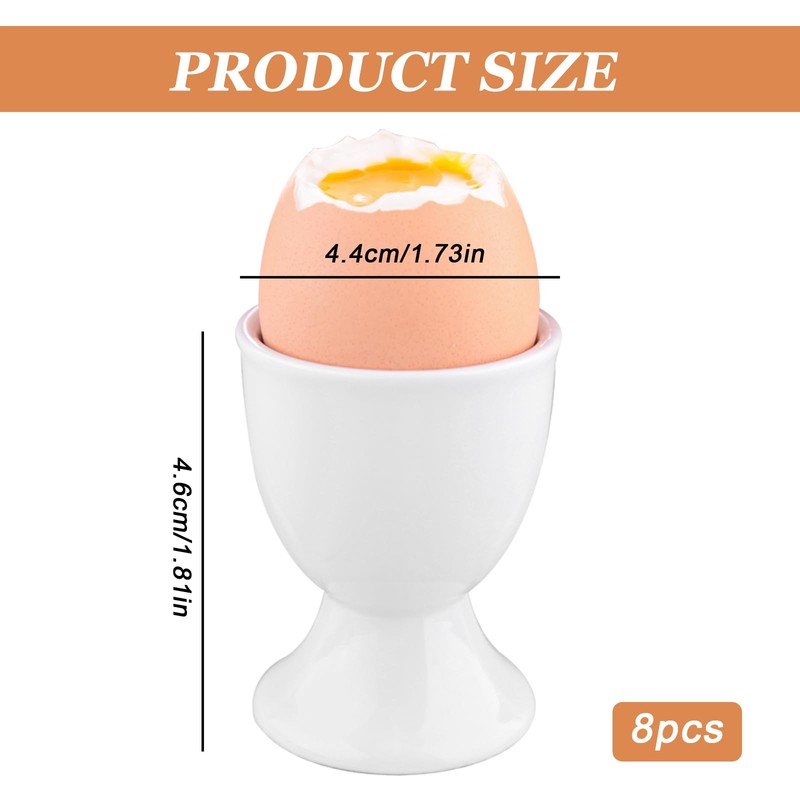 BAIFULAI Set of 8 Plastic Egg Cups, White Egg Cup