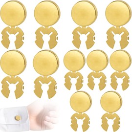STSTR 11PCS Gold Button Covers for Women, Blank Cuff Links for Men, 2 Sizes Brass Shirt Button Covers for Shirts, Dress, Formal Business Daily Outfits