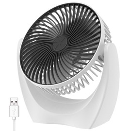 Ogetok Small USB Desk Fan, 8 Inch Mini Table Fan, Adjustable Portable Quiet 2 Speeds Strong Airflow Desktop Personal Fan for Indoor Home Bedroom Office Outdoor Travel, USB Powered, White