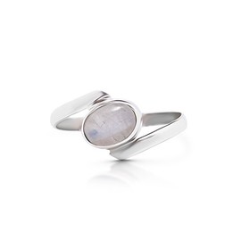 Koral Jewelry Moonstone Vintage Gipsy Small Ring 925 Sterling Silver Boho Chic US Size 5 6 7 8 9 (6)