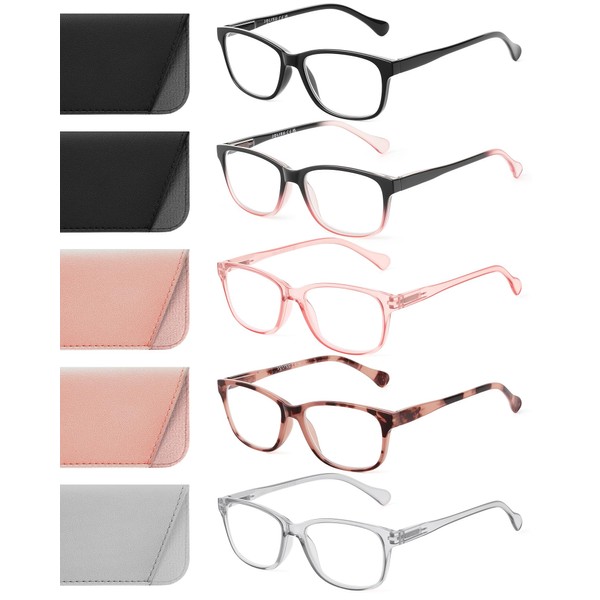 JOLISU 5 Pack Reading Glasses for Women/Men - Fashion Blue