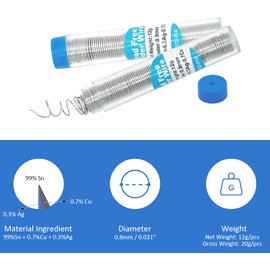 Rosin Core Solder, Lead-Free Solder Flux Wire, Diameter 0.8mm, 20g Portable Tin Solder for Electrical Soldering, Circuit boards, DIY, Welding Work - 2PCS