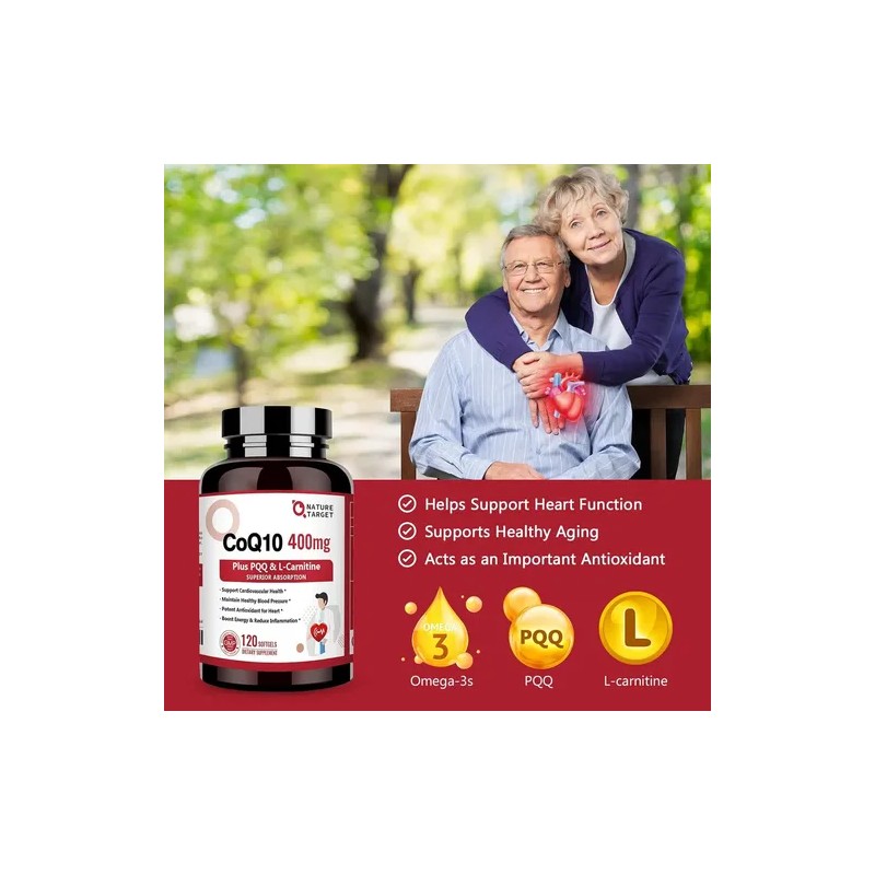 Nature Target CoQ10 400mg + L-Carnitina 120 Cápsulas Apoyo Cardiovascular