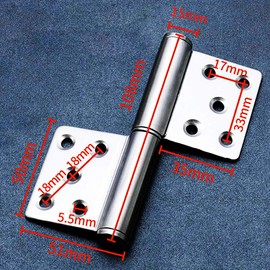 Hardbase Hardware Hinge, Flag Hinge, Stainless Steel Hinge, 360 Degree Rotation, Easy to Separate Door and Door Frame, Pack of 2 (4 Inch Flag Hinge)