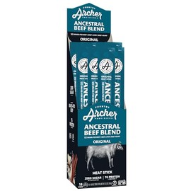Country Archer Ancestral Beef Jerky Sticks - Grass Fed Beef Individually Wrapped, Sugar Free, Bulk, Jerky Snack Packs, Gluten Free, Paleo, Keto, 7g Protein Each - 1 oz (Pack of 18)