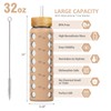MUKOKO 32oz Glass Water Bottles with 2 Lids-Handle Spout Lid&Bamboo