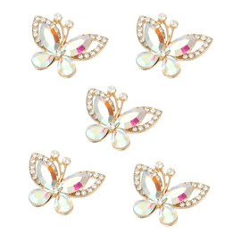 PATIKIL 5 Pcs Butterfly Rhinestone, Crystal Butterflies for Crafts Flatback Charms Rhinestone Embellishments for Clothing Jewelry Making Women DIY Decoration, Ab Color