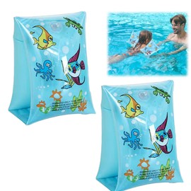CUVZORA 2er Set Schwimmflügel für Kinder, Aufblasbare Schwimmhilfen für Baby & Kleinkinder 1-14 Jahre (20-40 kg), Doppelluftkammer Sicherheitsflügel, Robuste Qualität (Blau)