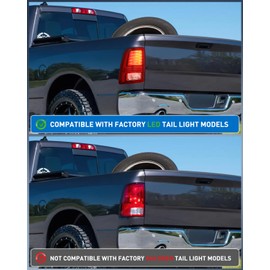 Nilight Taillight Assembly Compatible with 2013 2014 2015 2016 2017 2018 Dodge Ram 1500 2014-2018 Ram 2500 3500 LED Style Driver Side and Passenger Side Rear Tail Light with Bulbs