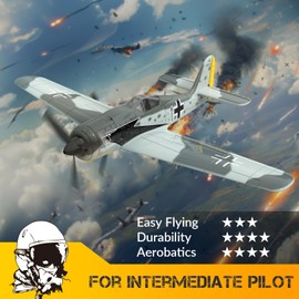 VOLANTEXRC RC Plane FW190 Fighter 4CH Remote Control Airplane RTF with Aileron, Gyro, Aerobatics & 3 Modes to Fly, Hobby Radio Controlled Warbird Aircraft for Adults, Beginners, Boys (761-17)