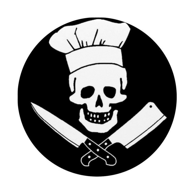Chef Cooking Restaurant Hat On Skull Cross Knife
