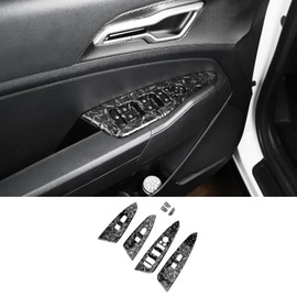 JUIVEEL Car Interior Window Switch Panel Cover Side Door Glass Lock Control Button Cover Compatible with Kia Sportage NQ5 2023-2024 Accessories (Forged Black Style)