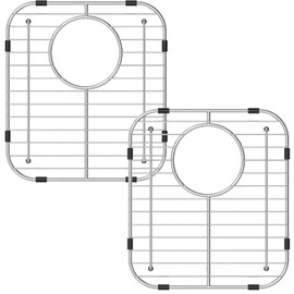 Homics Bottom of Sink Protector Rack, Stainless Steel 13.2"x11.6" Sink Grid Dish Drying Rack Grate with Rear Drain Hole 2 Packs