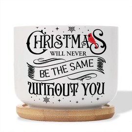 DecStic Christmas Will Never Be The Same Without You Ceramic Planter Bible Verse Snake Plant Live Indoor with Pot with Drainage Holes and Saucers Pot for Home Office Desk Garden