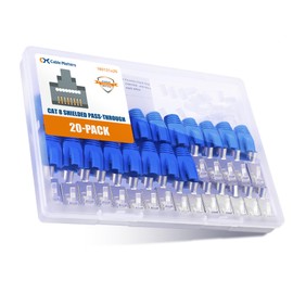 Cable Matters - Paquete de 20 conectores blindados Cat8 RJ45 de 23 a 24 AWG con barra de carga y botas de alivio de tensión, no compatible con cable de 22 AWG (conectores Cat8 de paso a través de