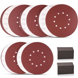 52 Pack 9-Inch 10-Hole Hook-and-Loop Sanding Discs for ‎Drywall Sander with Sanding Blcok, 60 80 120 150 240 Grit 9" Drywall Sandpaper for Renovation Ceiling Wood Floor
