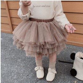 Falda tutú colorida para bebé y niña, de tul de 6 capas, 1-8T, Marrón, 2-3T
