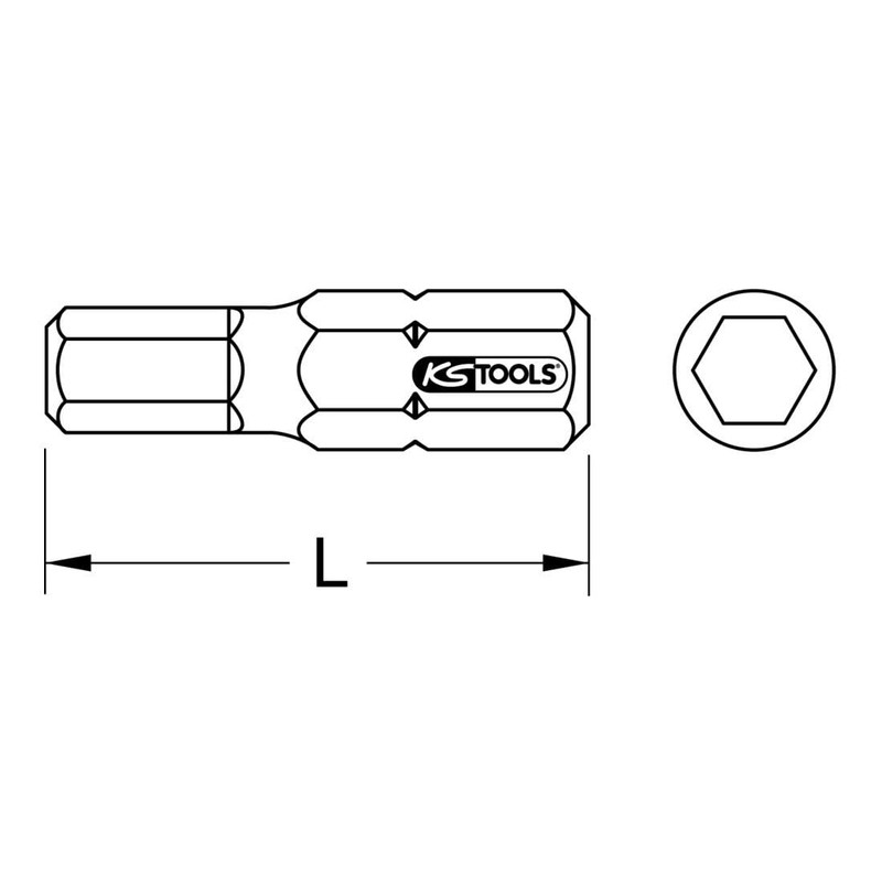 KS Tools 911.3571 1/4 Inch Classic Bit Hexagon Socket, 25