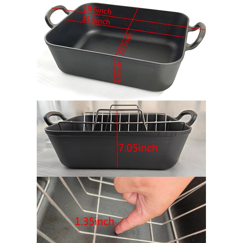 16x13” Roaster pan with rack(Cast iron)-Clad Specialty, Chef's Classic Rectangular