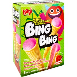 Hapi Bing Bing Cone Snack with Strawberry Flavored Filling, 2.51 Ounce