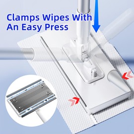 KZKR Mini Wet & Dry Sweeping Mop Touchless Disposable Mop Convenient Flat Dust Removal Multi-Surface Cleaning for Hardwood and Tile Floors, 1 Second Installation (Grey,White,2 Pack)