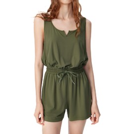 CIDER Womens Sleeveless Romper Summer Casual Drawstring Waist Jumpsuit
