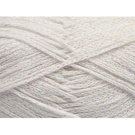Elegant Metallic Cotton Yarn - White Iridescent Sparkle - Sport Weight, 50 Grams (1.75 Ounces), 130 Meters (142 Yards)