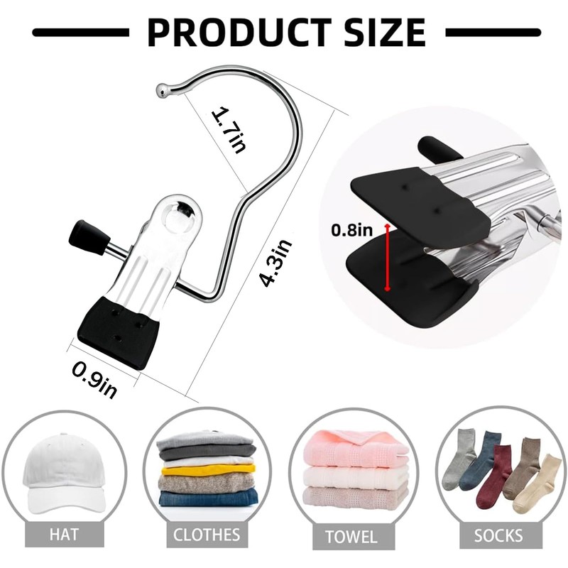 12PCS Clothes Pins, Hanging Clips, Hanger Clips, Hanger Hooks, Stainless