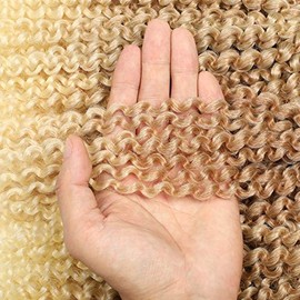 Sharopul Kinky Curl Short Hairstyle 8 Inch 3pcs/pack Afro Kinky Twist Hair Blonde Soft Synthetic Crochet Braiding Hair Extention (blonde)