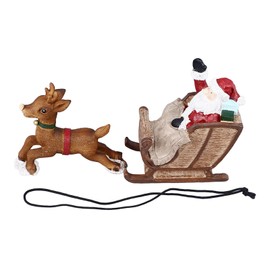 Christmas Aquarium Decoration, Fish Tank Decoration, Resin Father Christmas Reindeer Sleigh Ornament Decorative, Micro Landscape Ornaments for Fish Tank and Table Decor