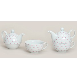 Tea for One Teapot ~ Heart Design ~ Cup with Tea Set Teapot with Cup Tea Set