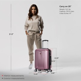 DUKAP CRYPTO Luggage with Spinner Wheel | Spacious Travel Suitcase with TSA Lock and Ergonomic GEL Handle | 20 Inch Carry-On Hardside Luggage | Rose Gold