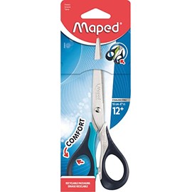 Maped - Sensoft 16 cm scissors with soft rings and 3D ergonomics - School scissors from 12 years - For middle and high school - Comfortable and pleasant rings - Blue/Black