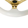 Universal 14" White Wood Steering Wheel Gold Spoke 6 Bolts