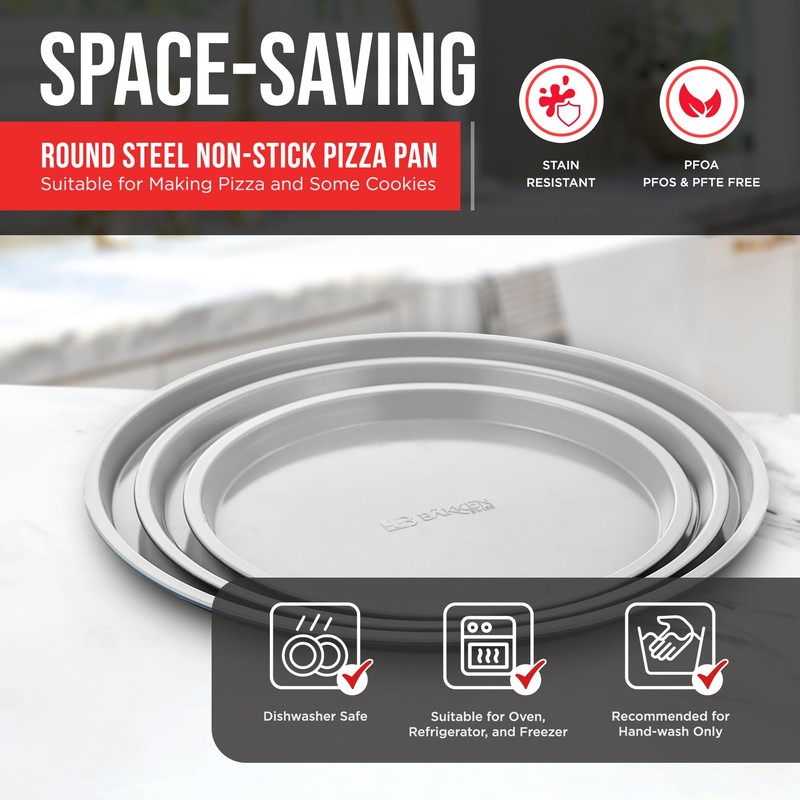 Bakken Swiss Pizza Tray Set 3-Piece – Gray Ceramic Coating,