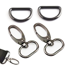 D Ring for Purse+ Swivel Snap Hooks 12 PCS Purse Hardware for Bag Making, 1 Inch Swivel Clasp Snap Hooks Lobster Claw Clasps Purse Hardware for Bag Making Keychain Hardware -Gun Black